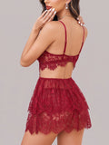 Women's Floral Lace Babydoll Lingerie Set | Elegant Sleeveless Nightwear Dress ( 271 )