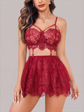 Women's Floral Lace Babydoll Lingerie Set | Elegant Sleeveless Nightwear Dress ( 271 )