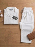 Women’s White Linen Co-Ord Lounge Set with Relaxed Fit Shirt & Pants