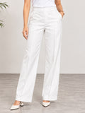 Women’s White Cotton Twill High-Waist Wide-Leg Trousers
