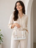 Women’s Stylish PU Leather Handbag with Top Handle & Adjustable Shoulder Strap – White