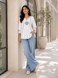 Women’s Rayon Embroidered Peplum Top –Ethnic Casual Wear with 3/4 Sleeves