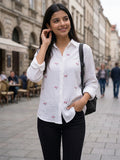 Women’s  Floral Embroidered Cotton Casual Shirt