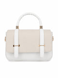 Women’s Stylish PU Leather Handbag with Top Handle & Adjustable Shoulder Strap – White