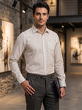 Men’s Pure Cotton Striped Formal Shirt – Regular fit, Full Sleeves, White
