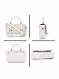 Women’s Stylish PU Leather Handbag with Top Handle & Adjustable Shoulder Strap – White
