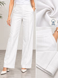 Women’s White Cotton Twill High-Waist Wide-Leg Trousers