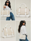 Women’s Stylish PU Leather Handbag with Top Handle & Adjustable Shoulder Strap – White
