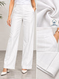 Women’s White Cotton Twill High-Waist Wide-Leg Trousers