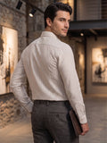 Men’s Pure Cotton Striped Formal Shirt – Regular fit, Full Sleeves, White