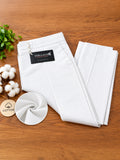 Women’s White Cotton Twill High-Waist Wide-Leg Trousers