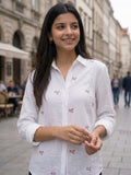 Women’s  Floral Embroidered Cotton Casual Shirt