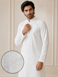Men's Pure Cotton Embroidered White Kurta | Mandarin Collar | Full Sleeves | Ethnic Wear