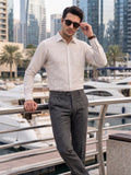 Men’s Pure Cotton Striped Formal Shirt – Regular fit, Full Sleeves, White