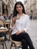 Women’s  Floral Embroidered Cotton Casual Shirt