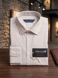 Men’s Pure Cotton Striped Formal Shirt – Regular fit, Full Sleeves, White
