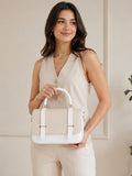 Women’s Stylish PU Leather Handbag with Top Handle & Adjustable Shoulder Strap – White