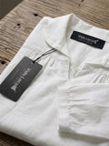 Vida Loca White Color Cotton Linen Fabric Women Tops