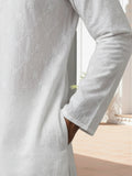 Men's Pure Cotton White Embroidered Kurta | Mandarin Collar | Traditional Ethnic Wear