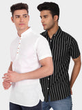 Mens Double Strip Half Sleeve Shirt (Pack 2)