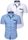 Mens Casual Half Sleeve Silver Button Shirt (Pack 2)