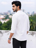 Men's White Self-Design Pure Cotton Straight Kurta | Mandarin Collar | Full Sleev