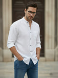 Men's White Self-Design Pure Cotton Straight Kurta | Mandarin Collar | Full Sleev