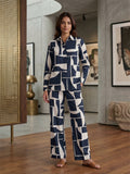 Women's Two Piece Set, BLACK, Shirts with Wide Leg Trousers, Full Sleeve