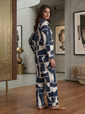 Women's Two Piece Set, BLACK, Shirts with Wide Leg Trousers, Full Sleeve