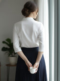 Women 3/4Th sleeve Spread Collar Shirts