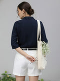 Women 3/4Th sleeve Spread Collar Shirts