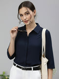 Women 3/4Th sleeve Spread Collar Shirts