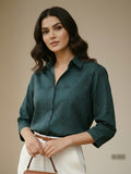 Women 3/4Th sleeve Spread Collar Print Shirts