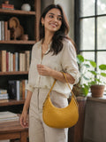 Women’s Stylish PU Leather Hobo Shoulder Bag | Elegant Mustard Yellow Handbag