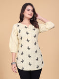 Women’s Lemon Pure Cotton Butterfly Printed Casual Kurti Top