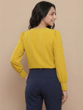 Women’s Crepe Formal Top | Elegant V-Neck Office Wear Blouse