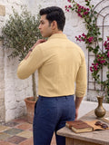 Men’s Pure Cotton Textured Formal Casual Shirt – Mustard Yellow