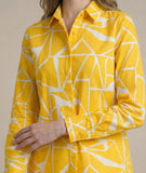 Women's Two Piece Set, Yellow, Shirts with Wide Leg Trousers, Full Sleeve