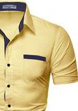 Mens Casual Half Sleeve Silver Button Shirt