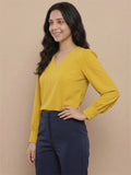 Women’s Crepe Formal Top | Elegant V-Neck Office Wear Blouse