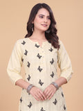 Women’s Lemon Pure Cotton Butterfly Printed Casual Kurti Top