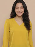 Women’s Crepe Formal Top | Elegant V-Neck Office Wear Blouse