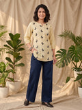 Women’s Lemon Pure Cotton Butterfly Printed Casual Kurti Top