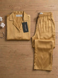 Women’s Mustard Gold Linen Lounge Co-ord Set | Relaxed Fit Nightwear & Casual Wear