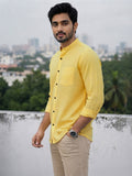 Men's White Self-Design Pure Cotton Straight Kurta | Mandarin Collar | Full Sleev