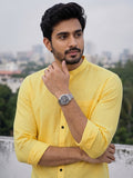Men's White Self-Design Pure Cotton Straight Kurta | Mandarin Collar | Full Sleev