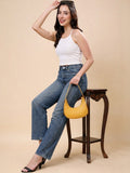 Women’s Stylish PU Leather Hobo Shoulder Bag | Elegant Mustard Yellow Handbag