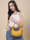Women’s Stylish PU Leather Hobo Shoulder Bag | Elegant Mustard Yellow Handbag