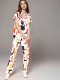 Women Modern Classic White Printed Night Suit