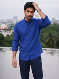 Men's White Self-Design Pure Cotton Straight Kurta | Mandarin Collar | Full Sleev